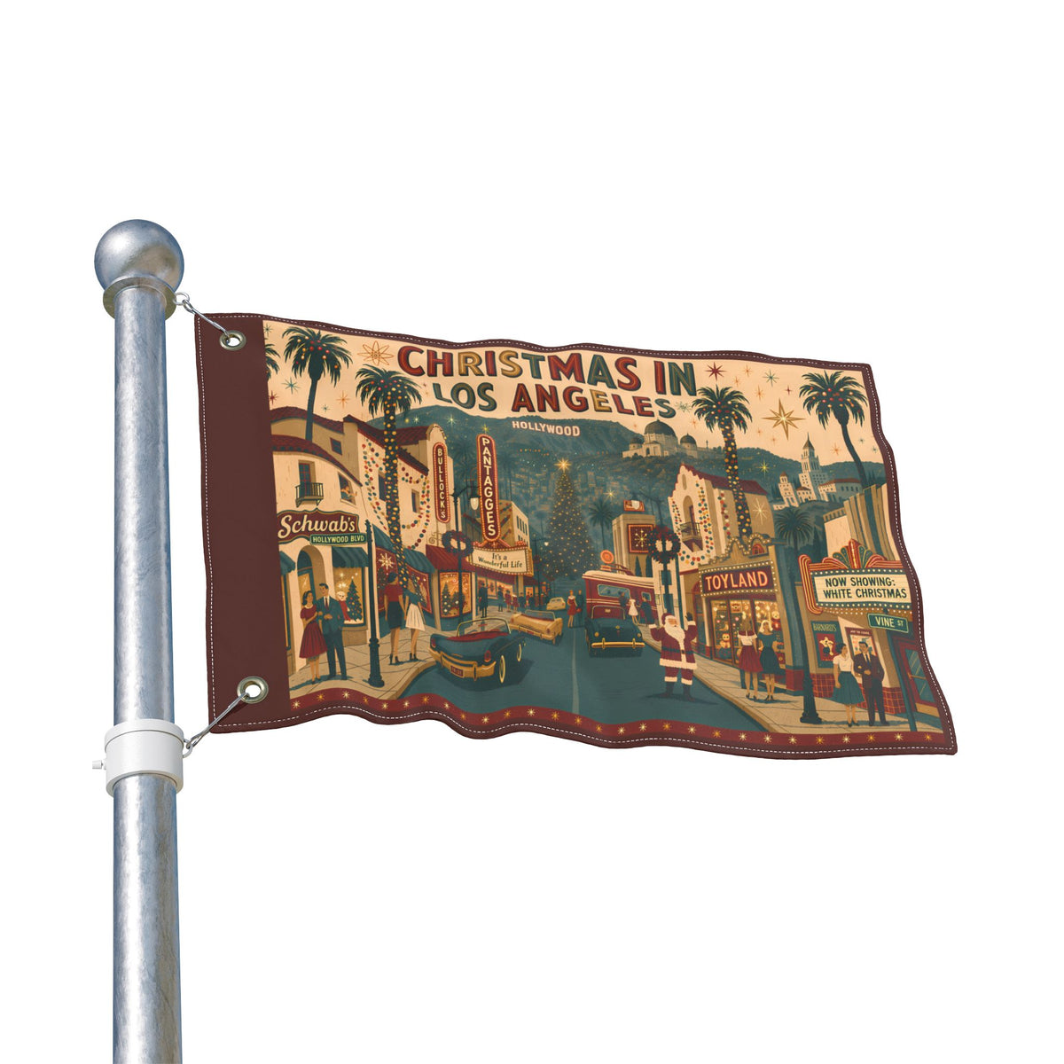 Christmas in Los Angeles Home Flag | Double-sided outdoor holiday decor