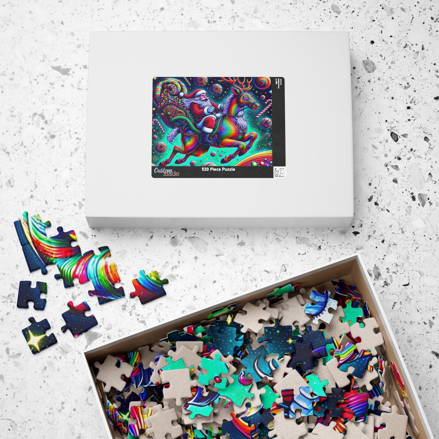 Rainbow Santa & Reindeer Jigsaw Puzzle — Festive Christmas Puzzle (520/1014 pcs)