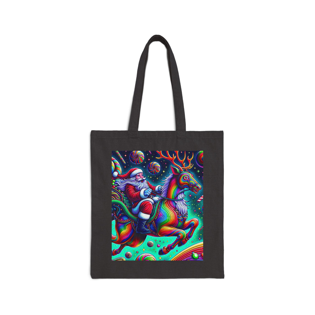 Psychedelic Santa | Cotton Canvas Tote Bag