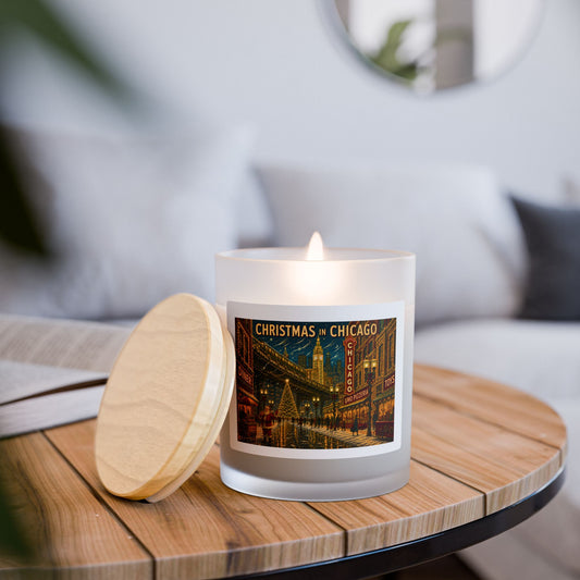 Christmas in Chicago | 11oz Frosted Glass Christmas Candle