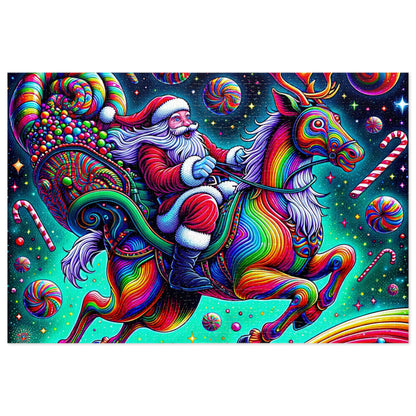 Colorful Santa Jigsaw Puzzle, Christmas Puzzle Fun for Adults and Kids, Holiday Gift, Family Game Night, Colorful Art Puzzle