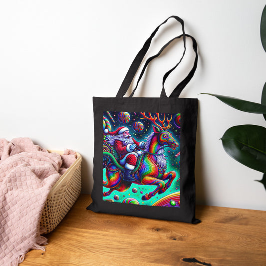 Psychedelic Santa | Cotton Canvas Tote Bag