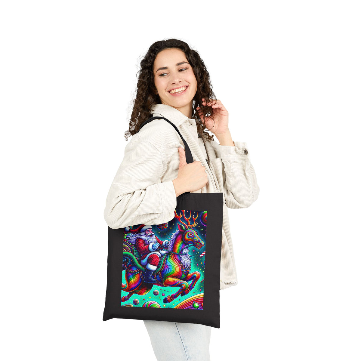 Psychedelic Santa | Cotton Canvas Tote Bag