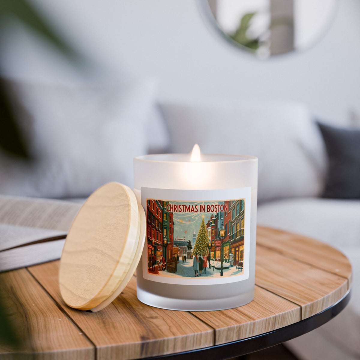Christmas in Boston 11oz Frosted Glass Candle