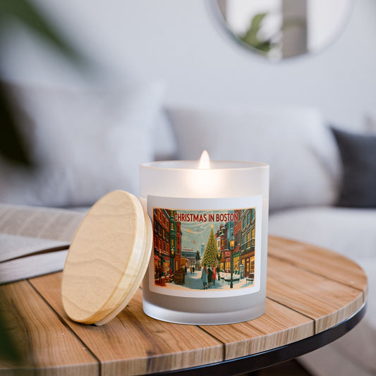 Christmas in Boston 11oz Frosted Glass Candle