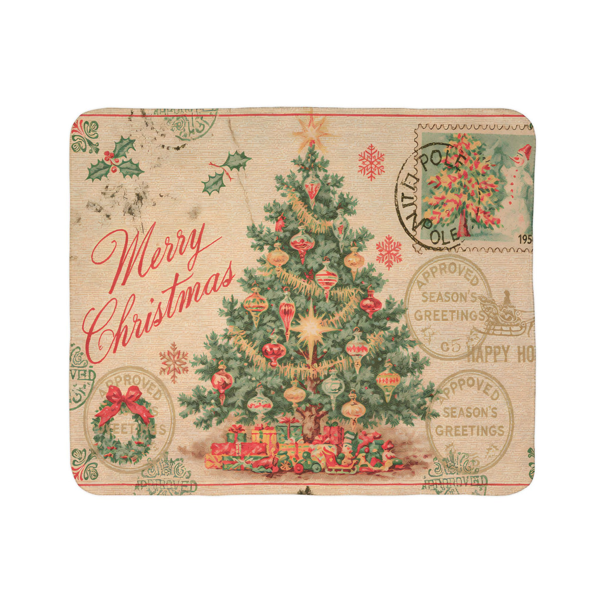 Christmas Tree Postcard | Sherpa Fleece Christmas Blanket
