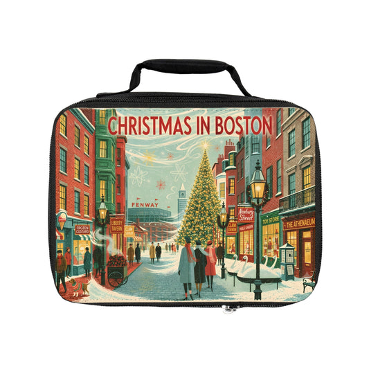 Christmas in Boston Lunch Bag | Vintage Holiday Cityscape
