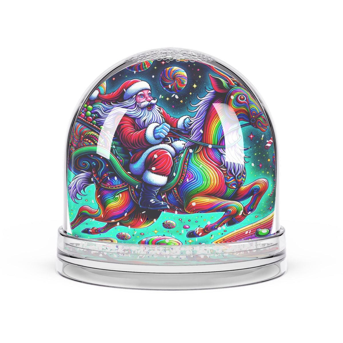Psychedelic Santa Snow Globe