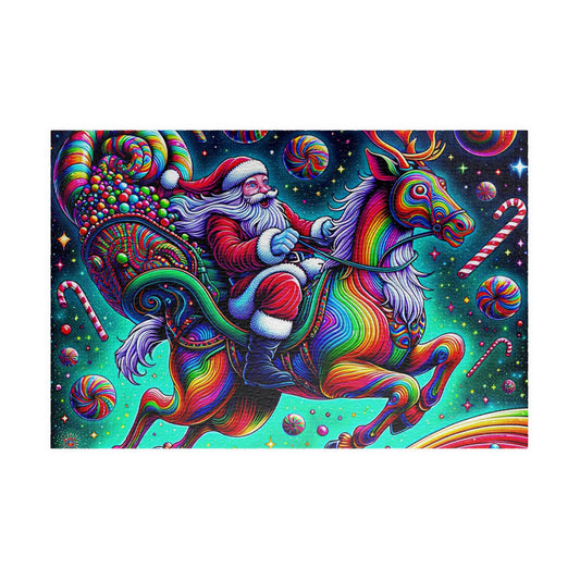 Rainbow Santa & Reindeer Jigsaw Puzzle — Festive Christmas Puzzle (520/1014 pcs)