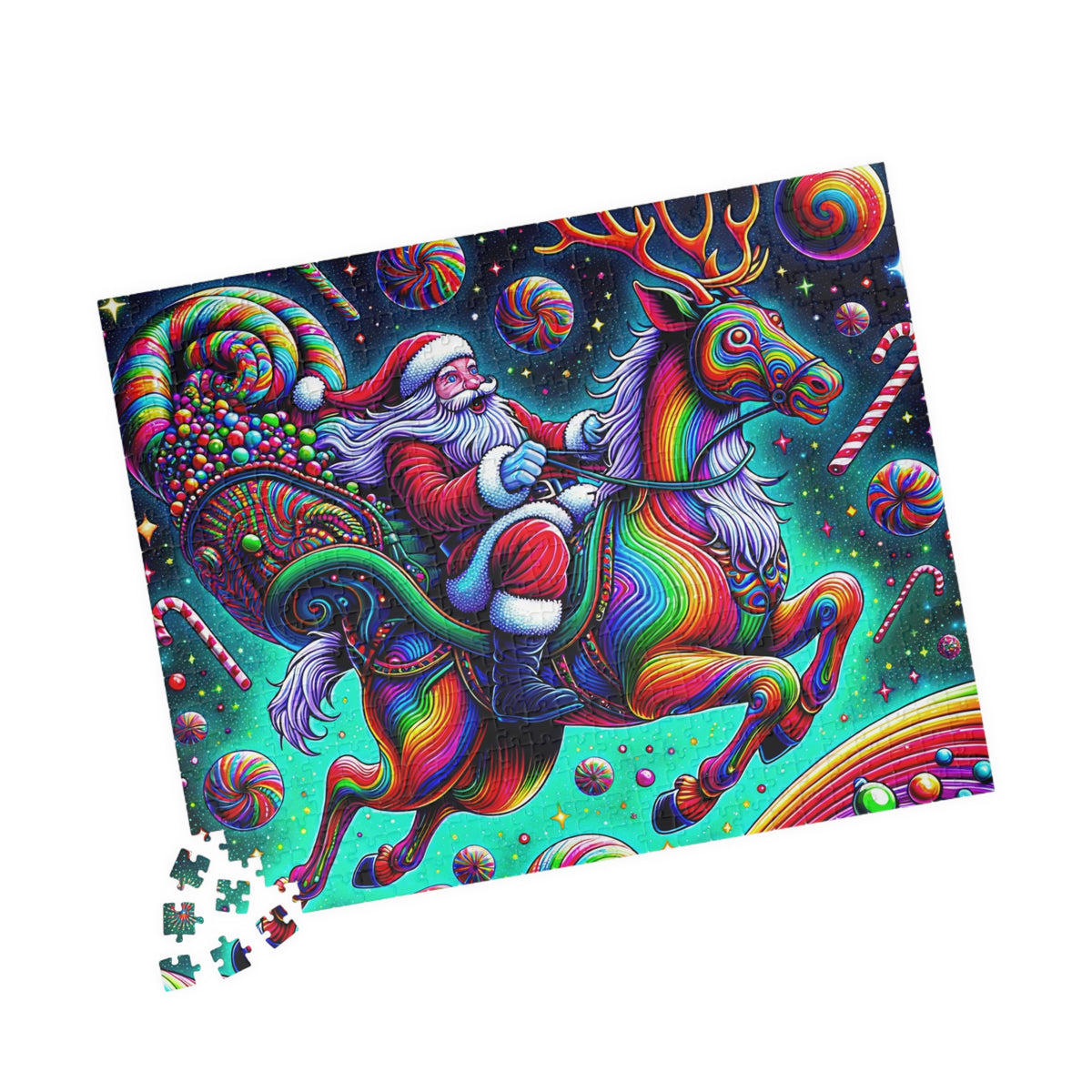 Santa's Candy Cane Dream | 520-Piece Colorful Christmas Puzzle