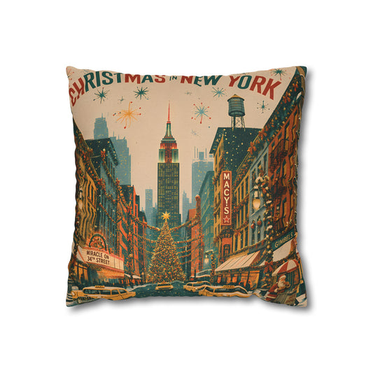 Christmas in New York | Christmas Throw Pillow Cover