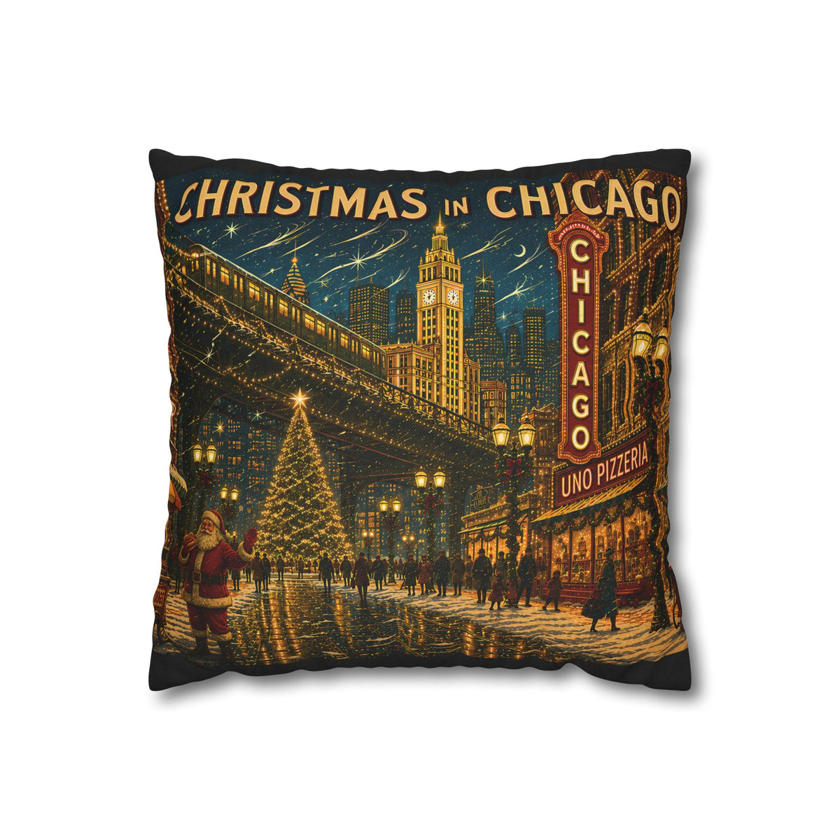 Christmas in Chicago Decorative Pillowcase