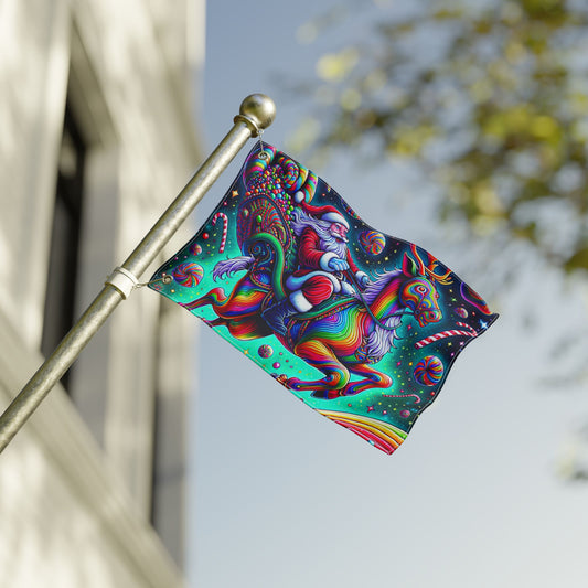Psychedelic Santa Christmas Home Flag | Double-sided outdoor holiday decor