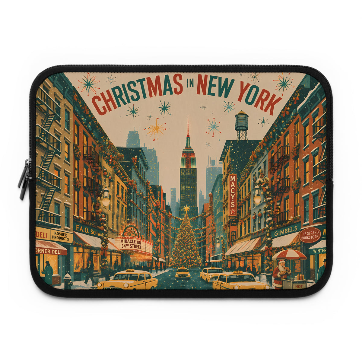 Retro Christmas in New York City Laptop Sleeve