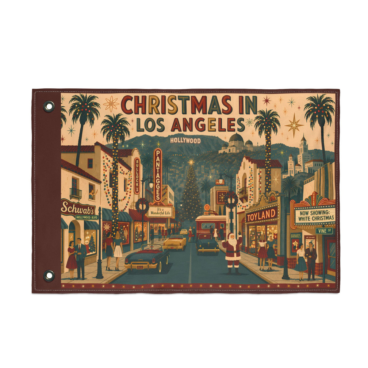 Christmas in Los Angeles Home Flag | Double-sided outdoor holiday decor