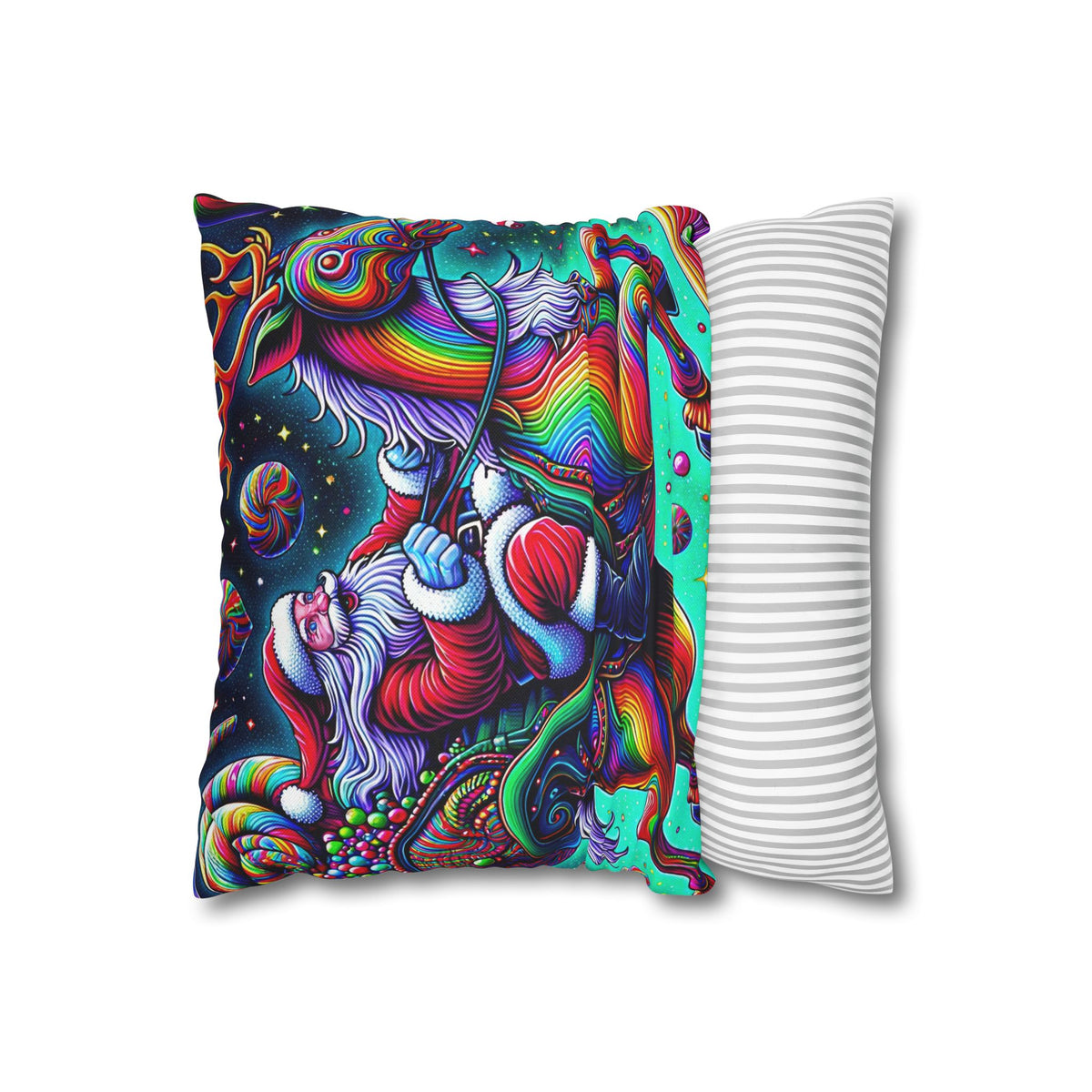 Psychedelic Santa | Christmas Throw Pillow Cover
