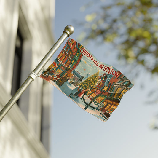 Christmas in Boston Home Flag | Double-sided outdoor holiday decor