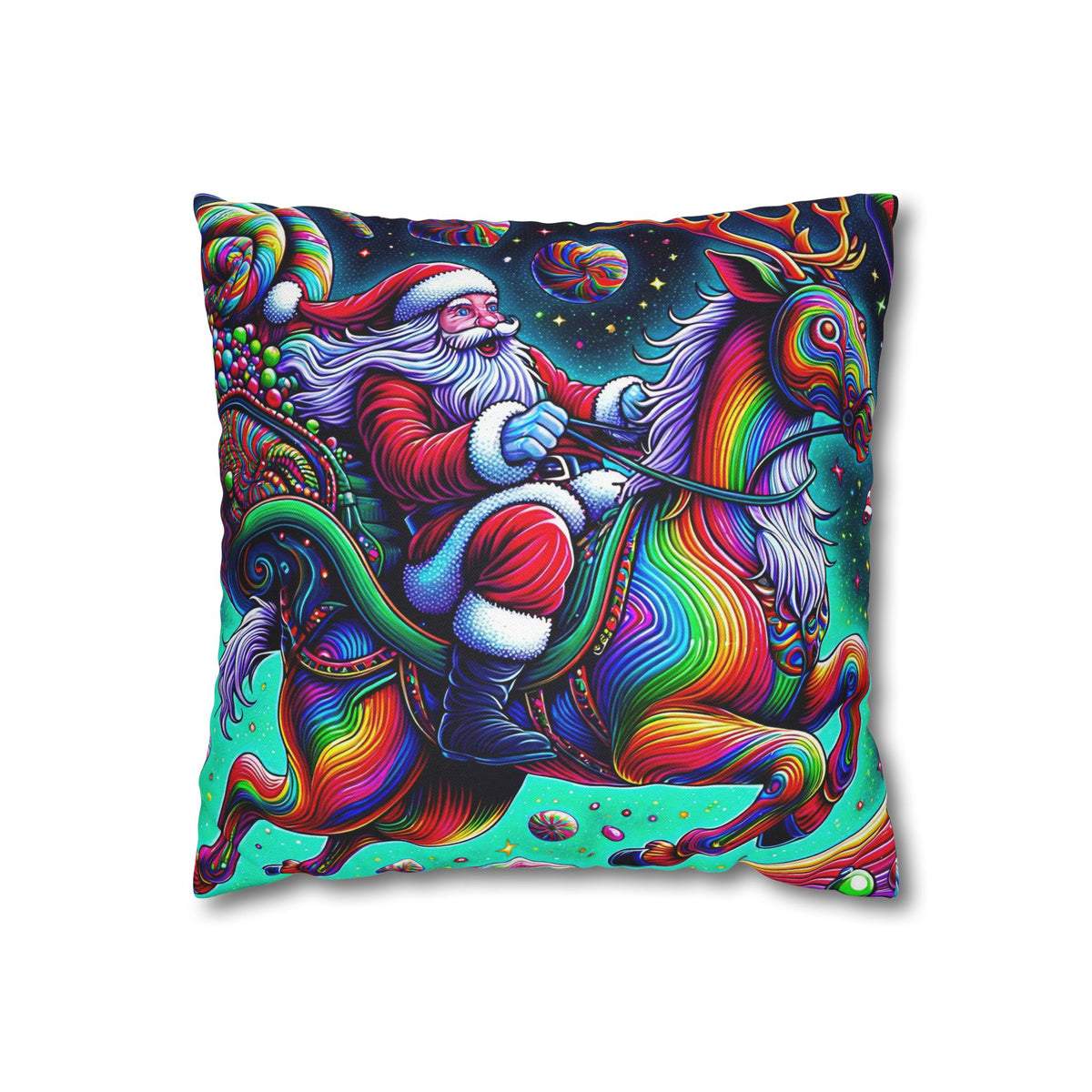 Psychedelic Santa | Christmas Throw Pillow Cover