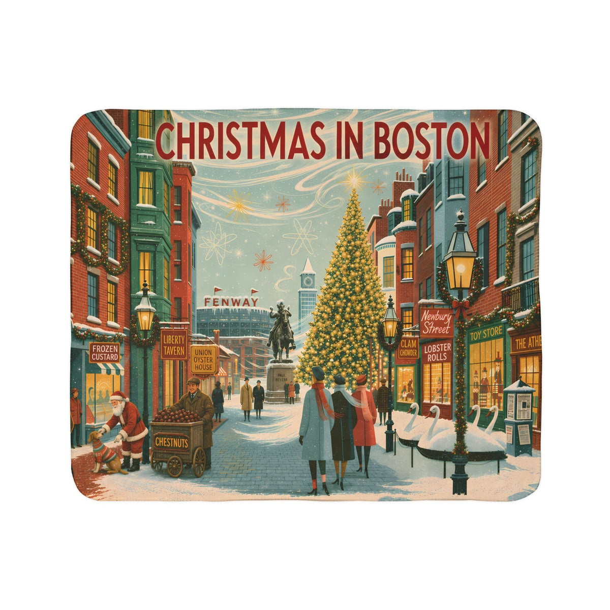 Christmas in Boston | Sherpa Fleece Christmas Blanket