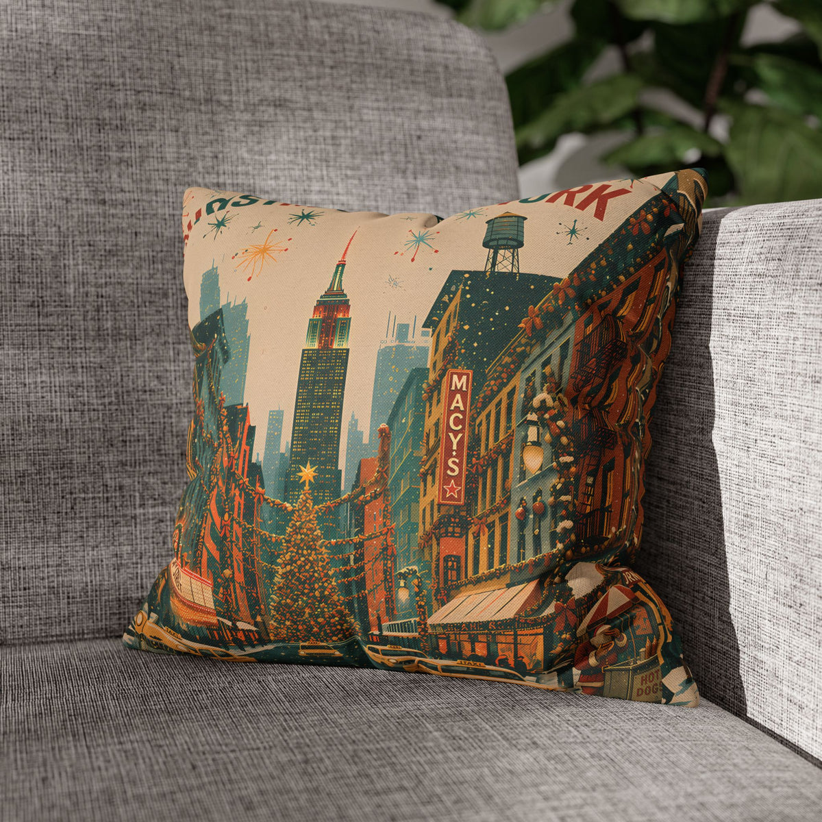Christmas in New York | Christmas Throw Pillow Cover
