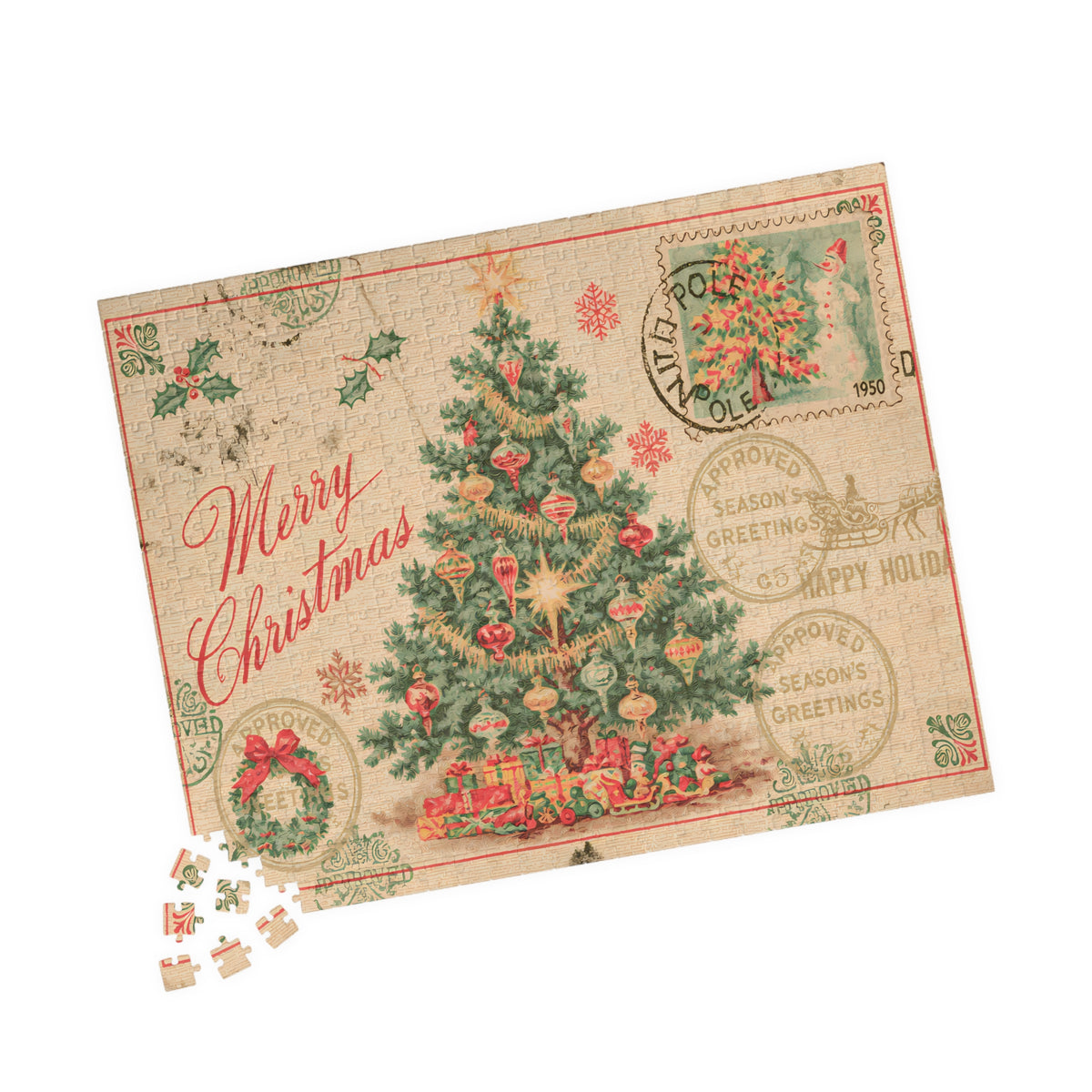 Christmas Tree Postcard | 520-Piece Vintage Christmas Puzzle