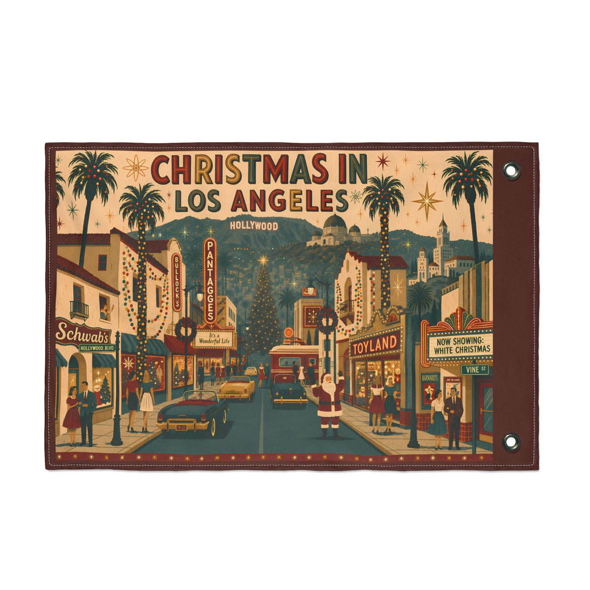 Christmas in Los Angeles Home Flag | Double-sided outdoor holiday decor