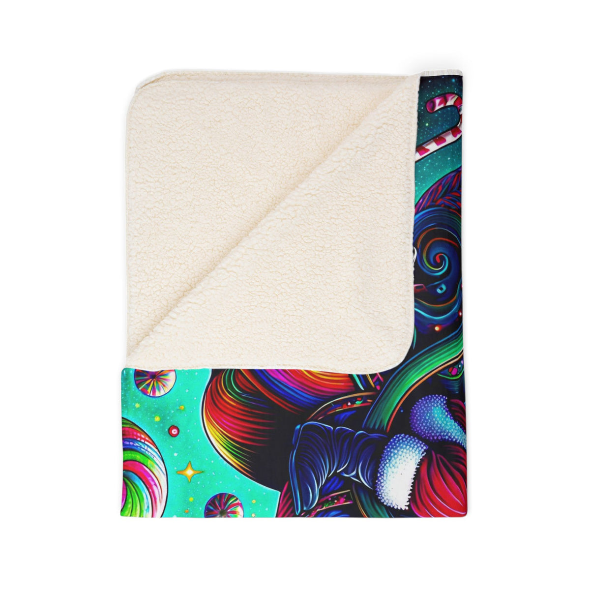 Psychedelic Santa Fleece Sherpa Blanket