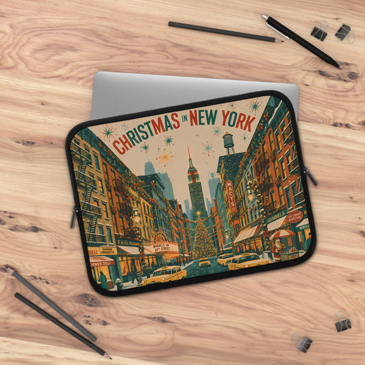 Retro Christmas in New York City Laptop Sleeve