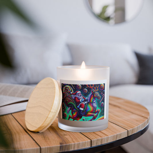 Psychedelic Santa | 11oz Frosted Glass Christmas Candle