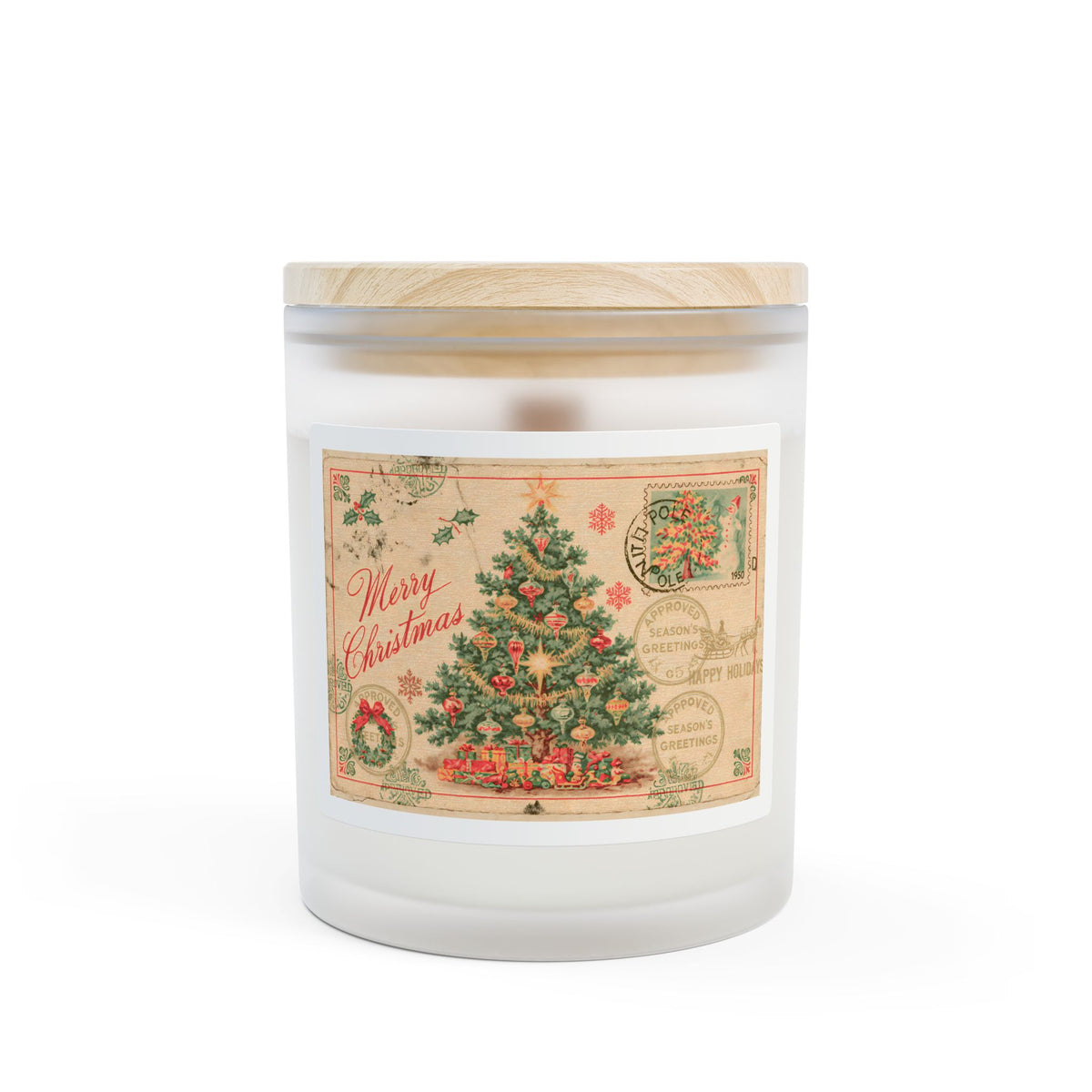 Vintage Noel Christmas Glass Candle, 11oz