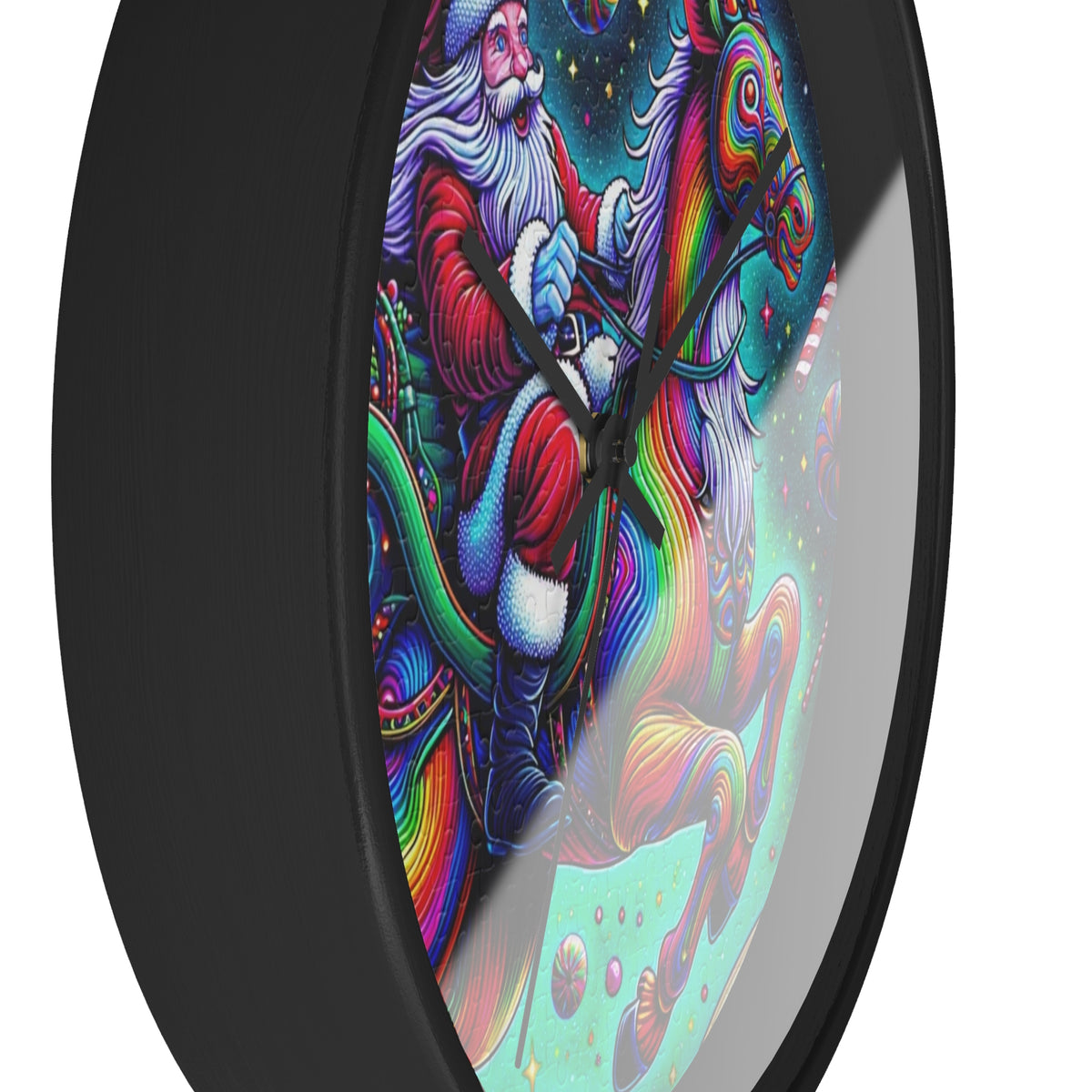 Santa's Candy Cane Christmas Wall Clock | Colorful Holiday Timepiece
