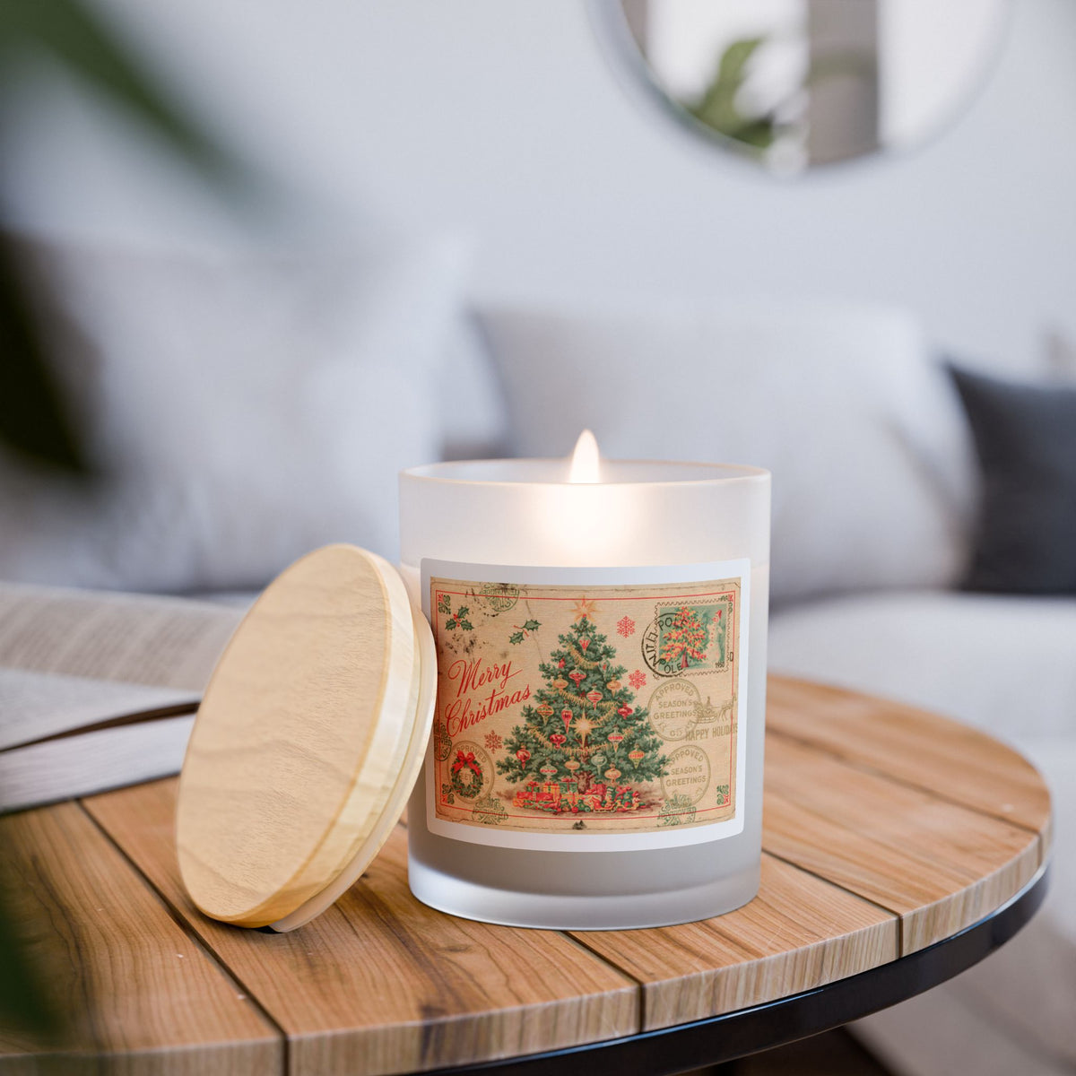 Vintage Noel Christmas Glass Candle, 11oz
