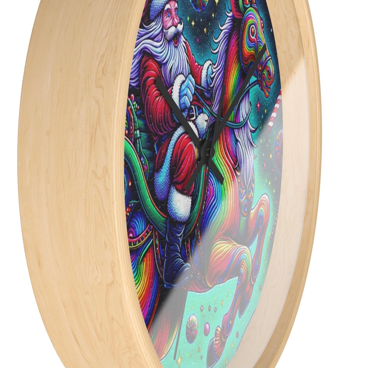 Santa's Candy Cane Christmas Wall Clock | Colorful Holiday Timepiece