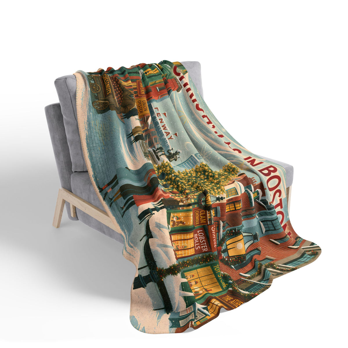 Christmas in Boston | Sherpa Fleece Christmas Blanket