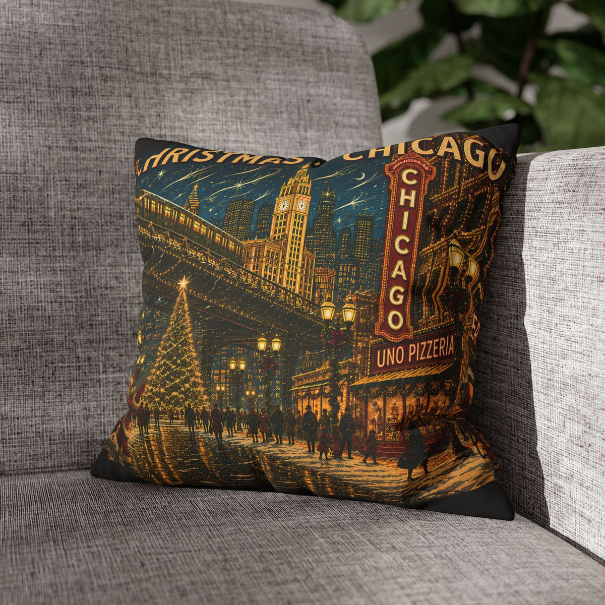 Christmas in Chicago Decorative Pillowcase