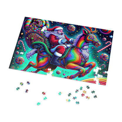 Colorful Santa Jigsaw Puzzle, Christmas Puzzle Fun for Adults and Kids, Holiday Gift, Family Game Night, Colorful Art Puzzle
