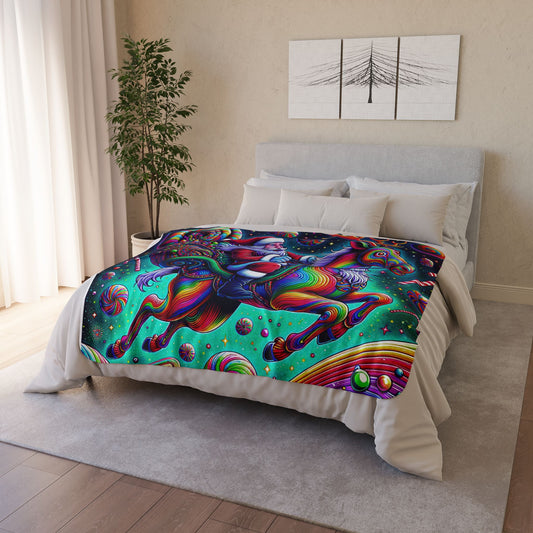 Psychedelic Santa Fleece Sherpa Blanket