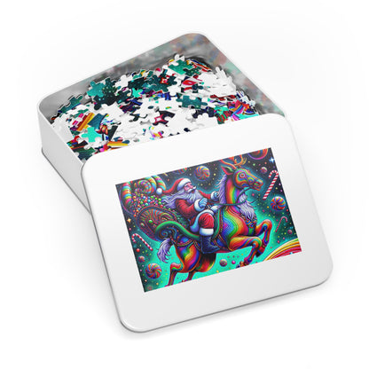 Colorful Santa Jigsaw Puzzle, Christmas Puzzle Fun for Adults and Kids, Holiday Gift, Family Game Night, Colorful Art Puzzle