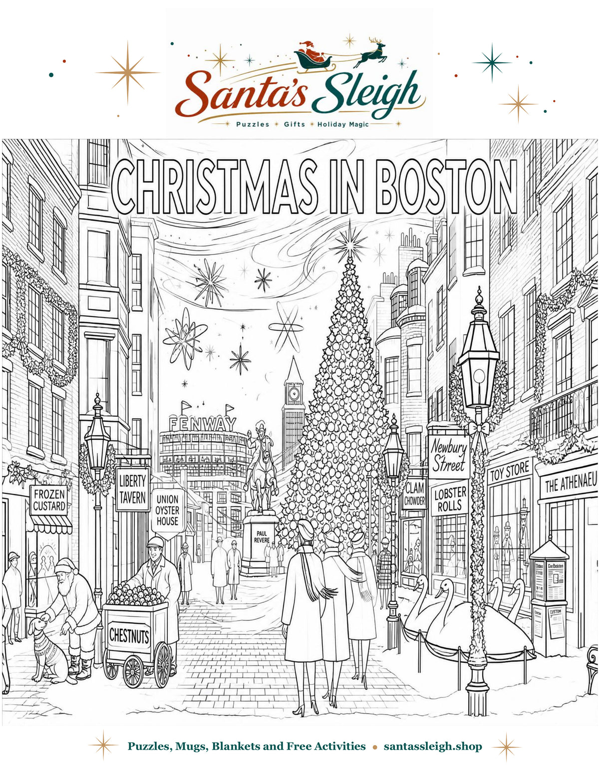 Christmas in Boston Coloring Page