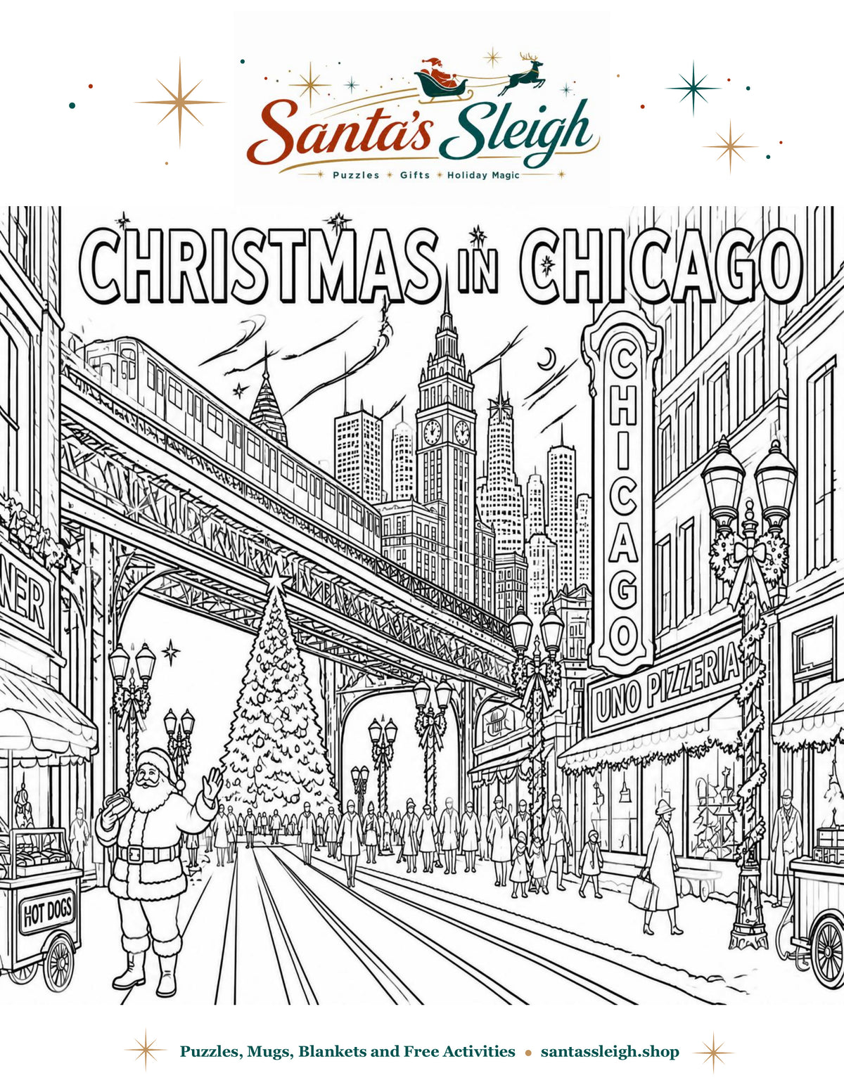 Christmas in Chicago Coloring Page