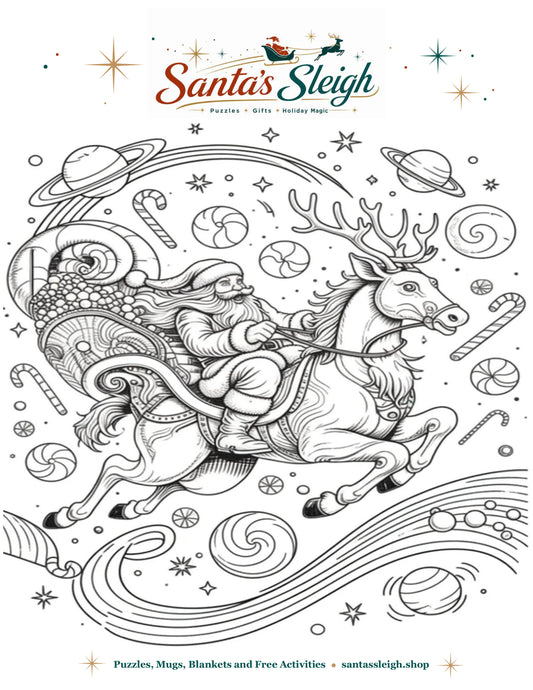 Psychedelic Santa Christmas Coloring Page